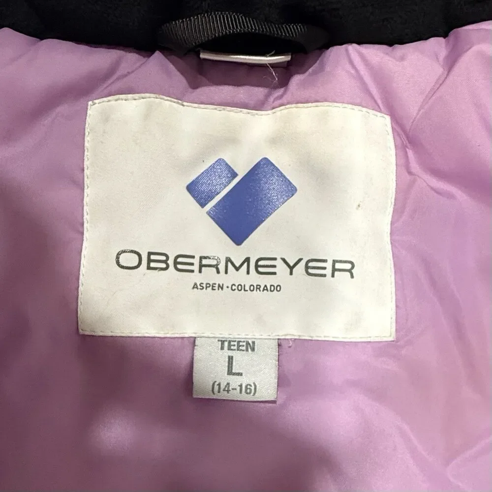 Obermeyer Taja Print Ski Jacket Youth Girls Size L Night Life Insulated Floral